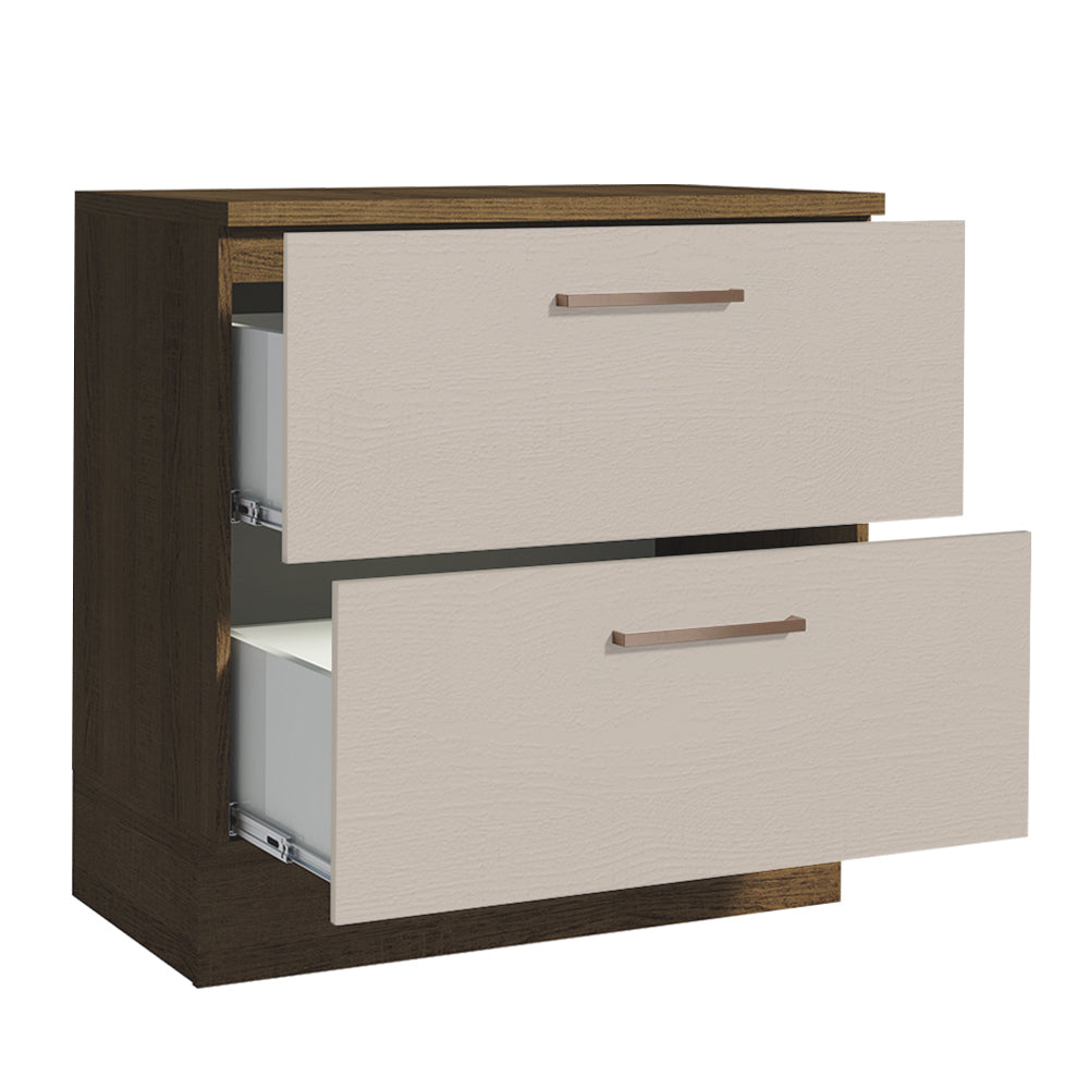 Mueble de Cocina Bajo Agata 80 cm 2 Cajones Marrón/Crema