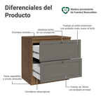 Mueble de Cocina Bajo Vik 80 cm 2 Cajones Marrón/Gris