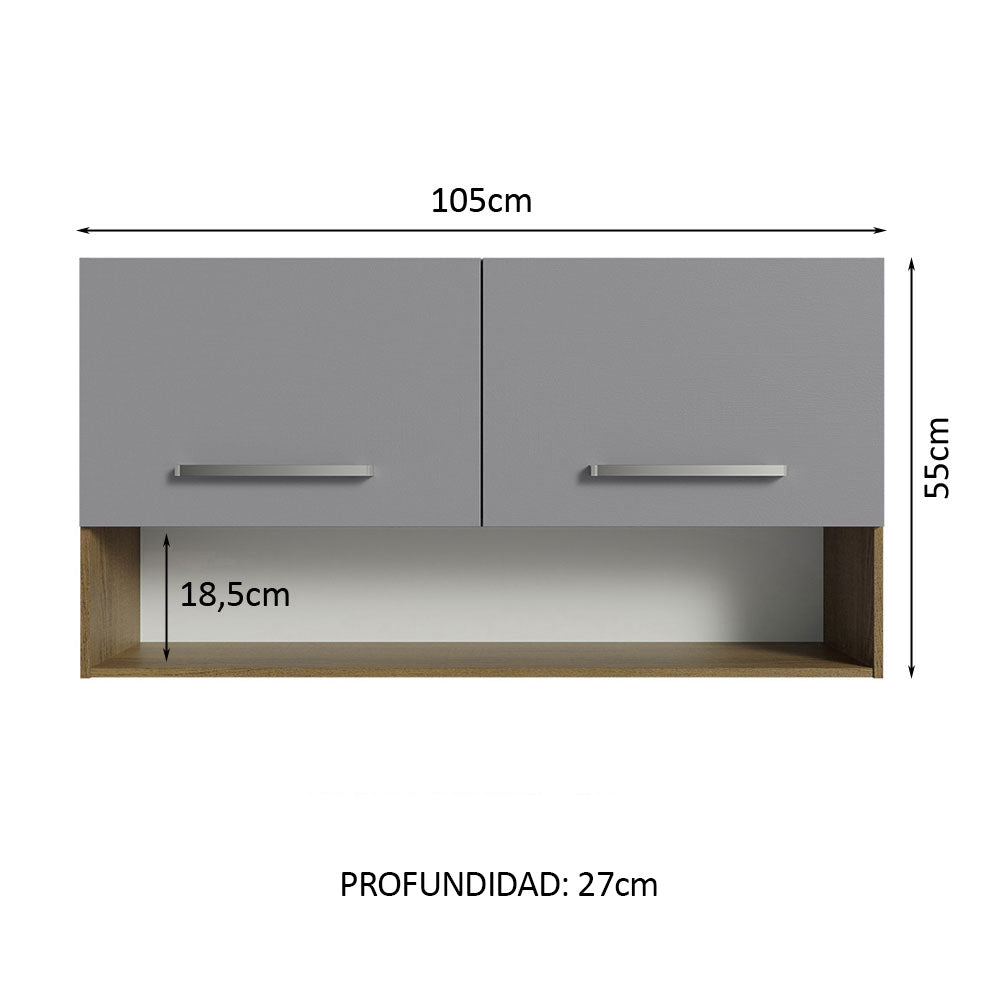 Mueble de Cocina Superior Emilly 1.05 m 2 Puertas 1 Nicho Marrón/Gris