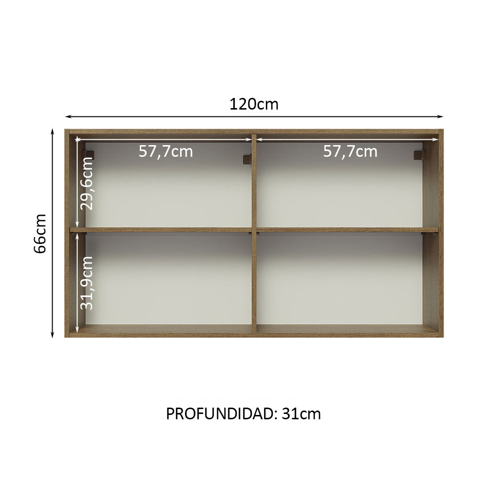 Mueble de Cocina Superior Glamy 1.20 Metros 2 Puertas Marrón