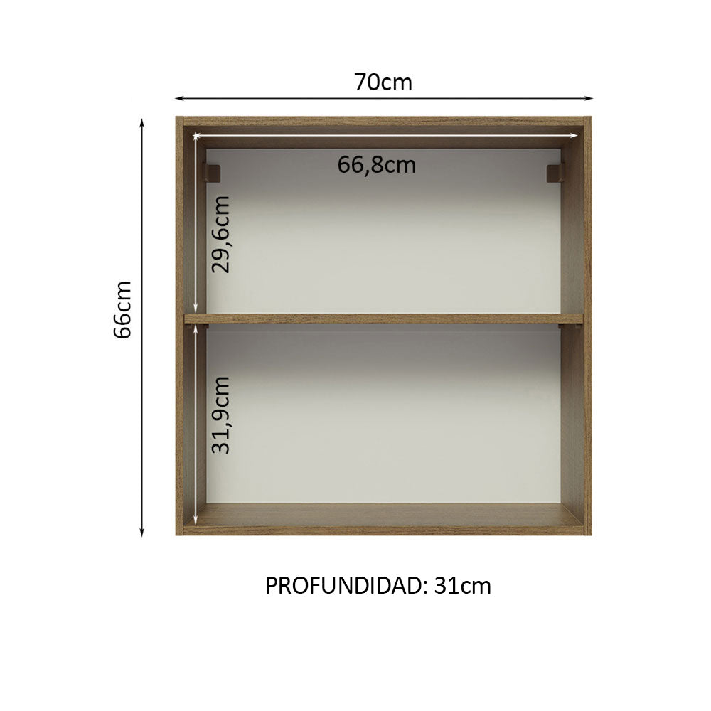 Mueble de Cocina Superior Glamy 70 cm 2 Puertas Marrón/Blanco