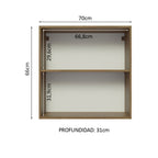 Mueble de Cocina Superior Glamy 70 cm 2 Puertas Marrón/Blanco