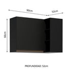 Mueble de Cocina Superior Esquina Reims 1 Puerta 3 Nichos Negro