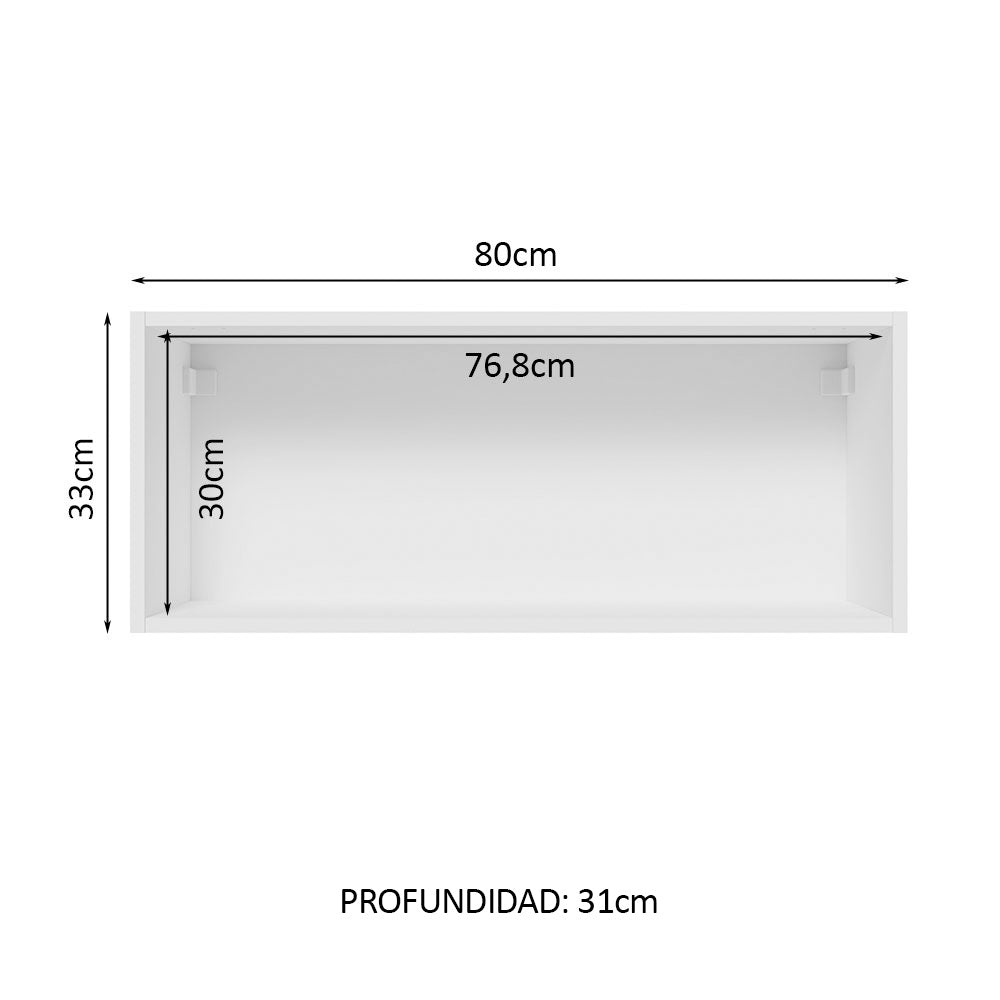 Mueble de Cocina Superior Madesa Glamy 80 cm 1 Puerta Abatible Blanco/Negro