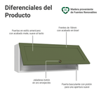 Mueble de Cocina Superior Vik 80 cm 1 Puerta Abatible Blanco/Verde