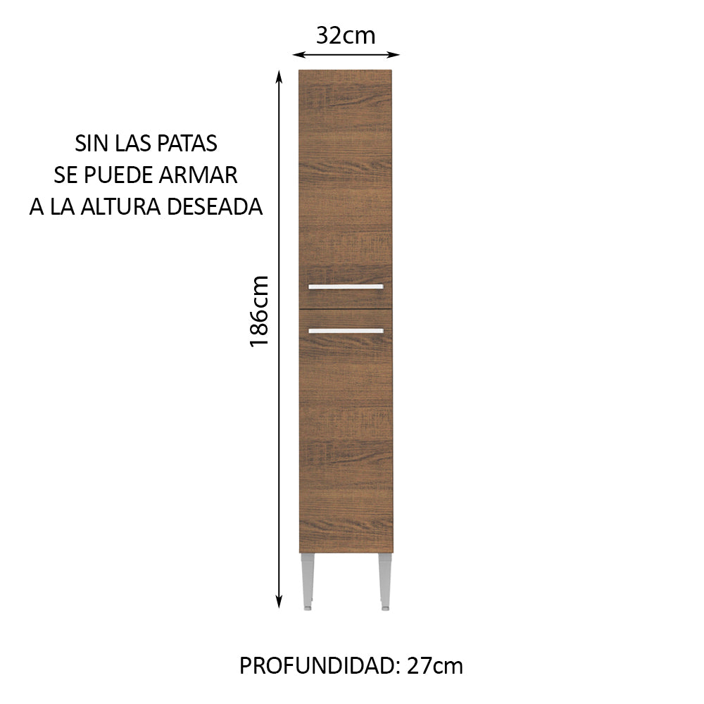 Mueble de Cocina Armario Vertical Emilly 2 Puertas Marrón