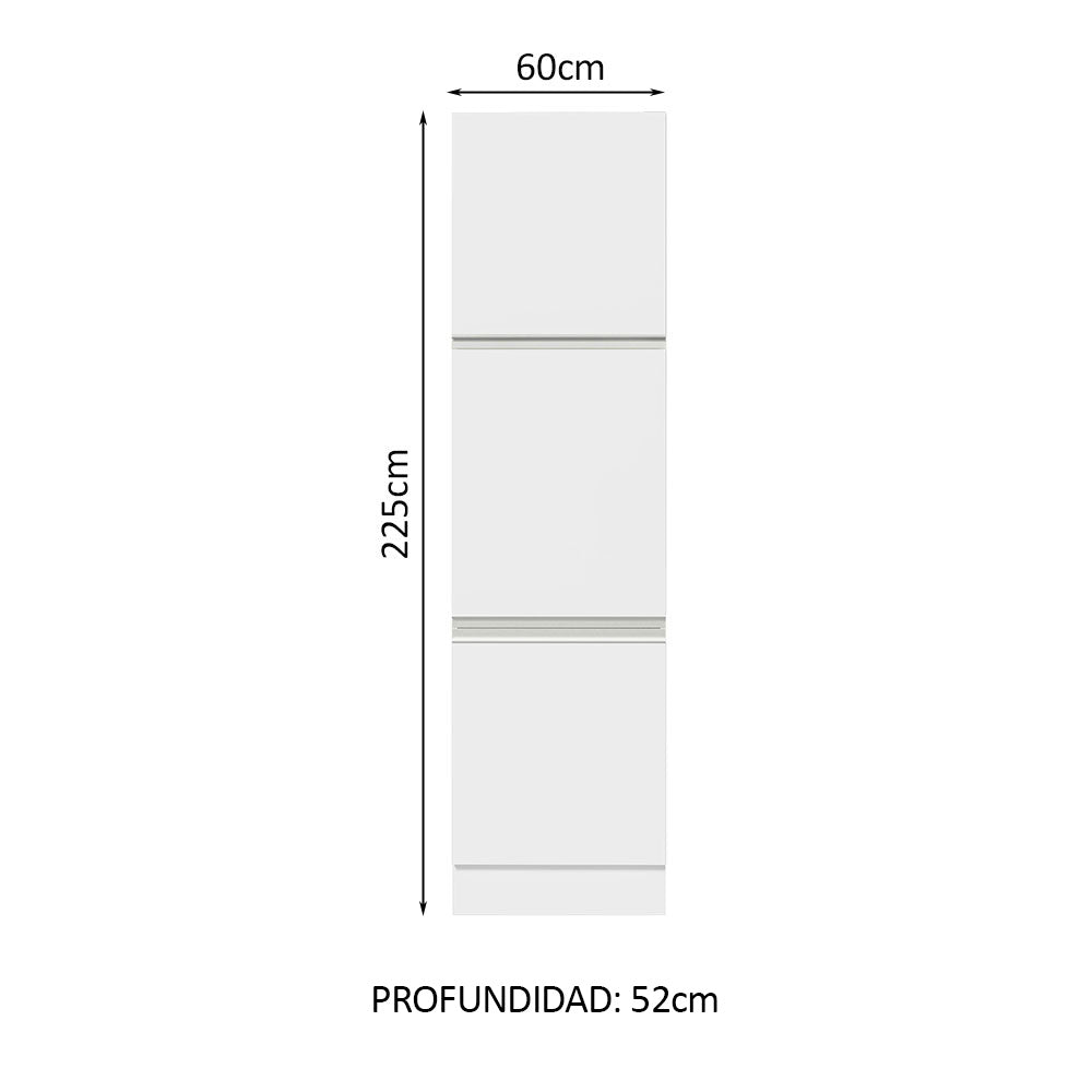 Mueble de Cocina Armario Vertical Glamy 3 Puertas Blanco