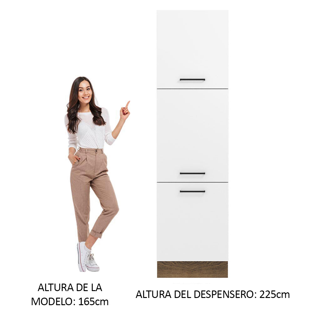 Mueble de Cocina Armario Vertical Agata 3 Puertas Marrón/Blanco