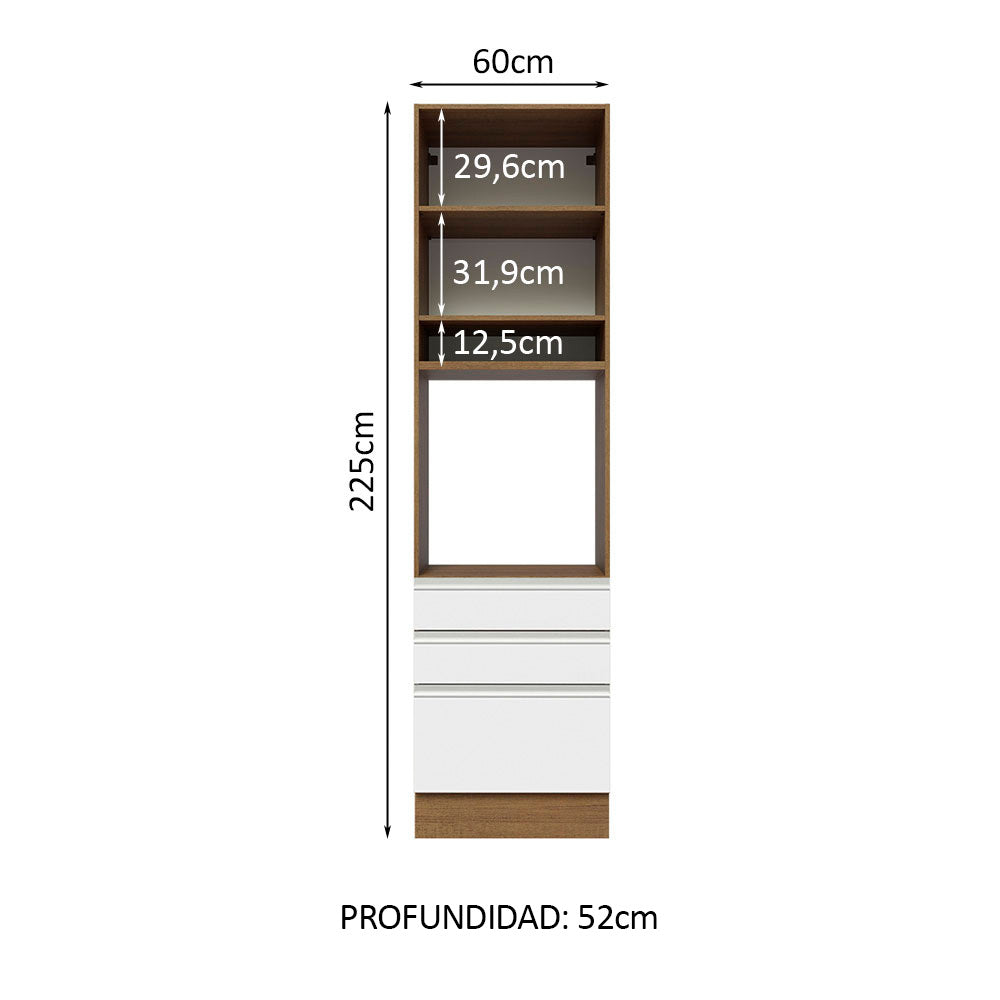 Mueble de Cocina para Hornos Glamy 60 cm Marrón/Blanco