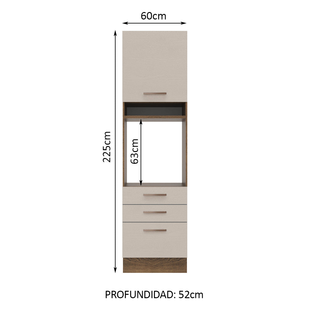 Mueble de Cocina para Hornos Agata 60 cm Marrón/Crema