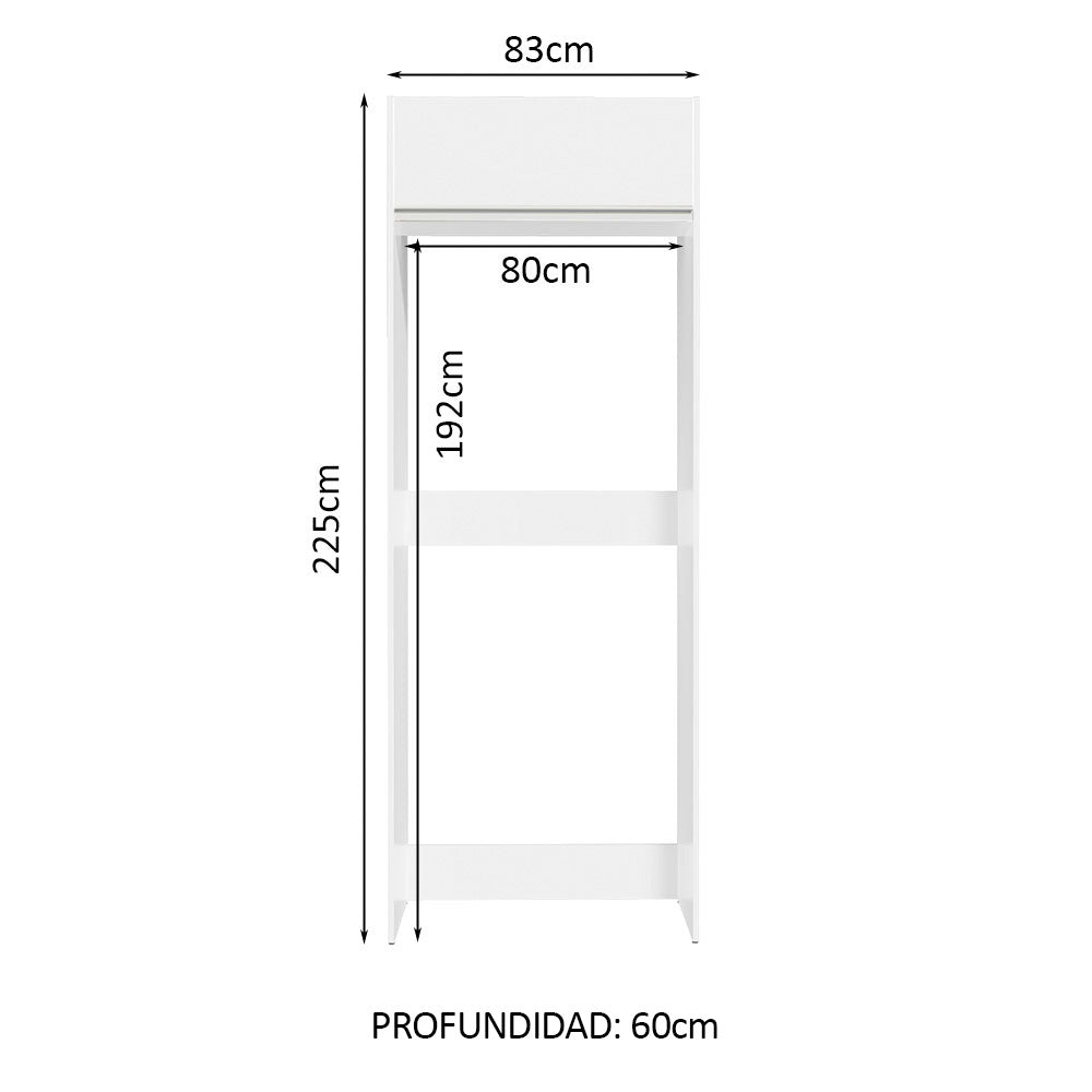 Mueble de Cocina para Nevera Glamy 1 Puerta Abatible Blanco