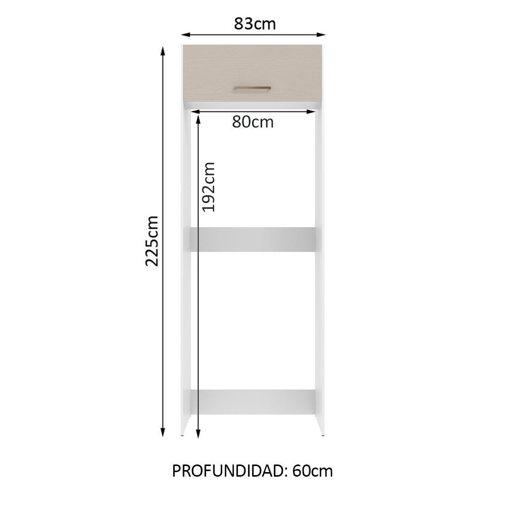 Mueble de Cocina para Nevera Agata 1 Puerta Abatible Blanco/Crema