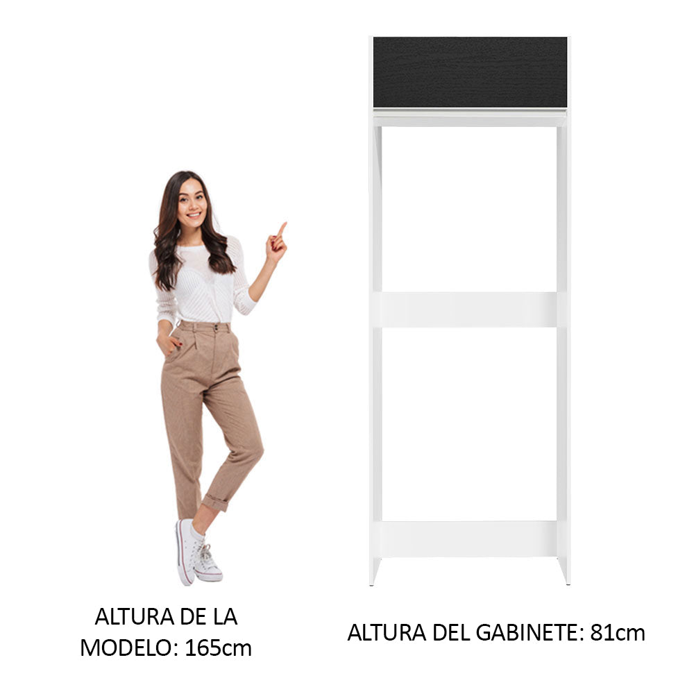 Mueble de Cocina para Nevera Glamy 1 Puerta Abatible Blanco/Negro