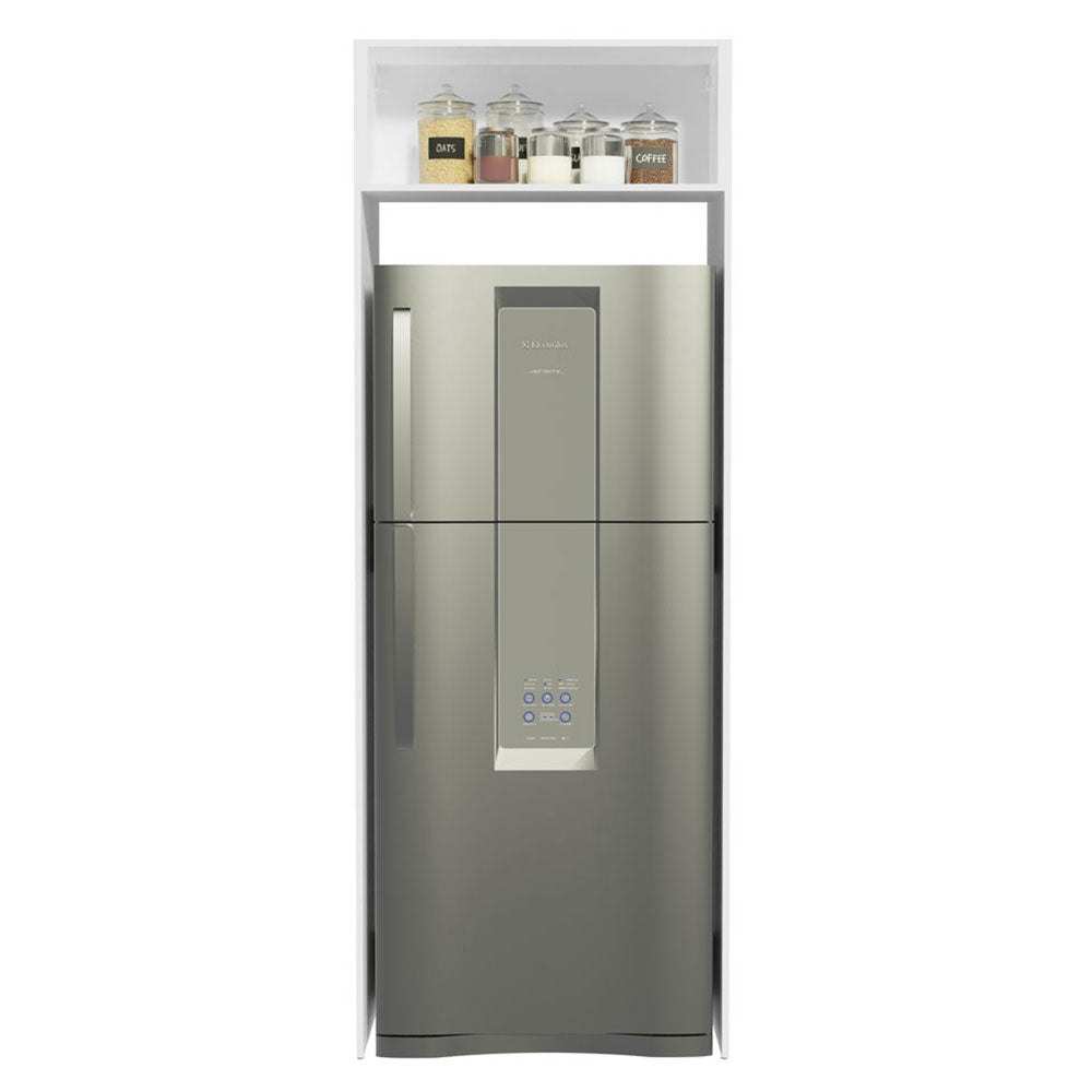 Mueble de Cocina para Nevera Glamy 1 Puerta Abatible Blanco/Marrón