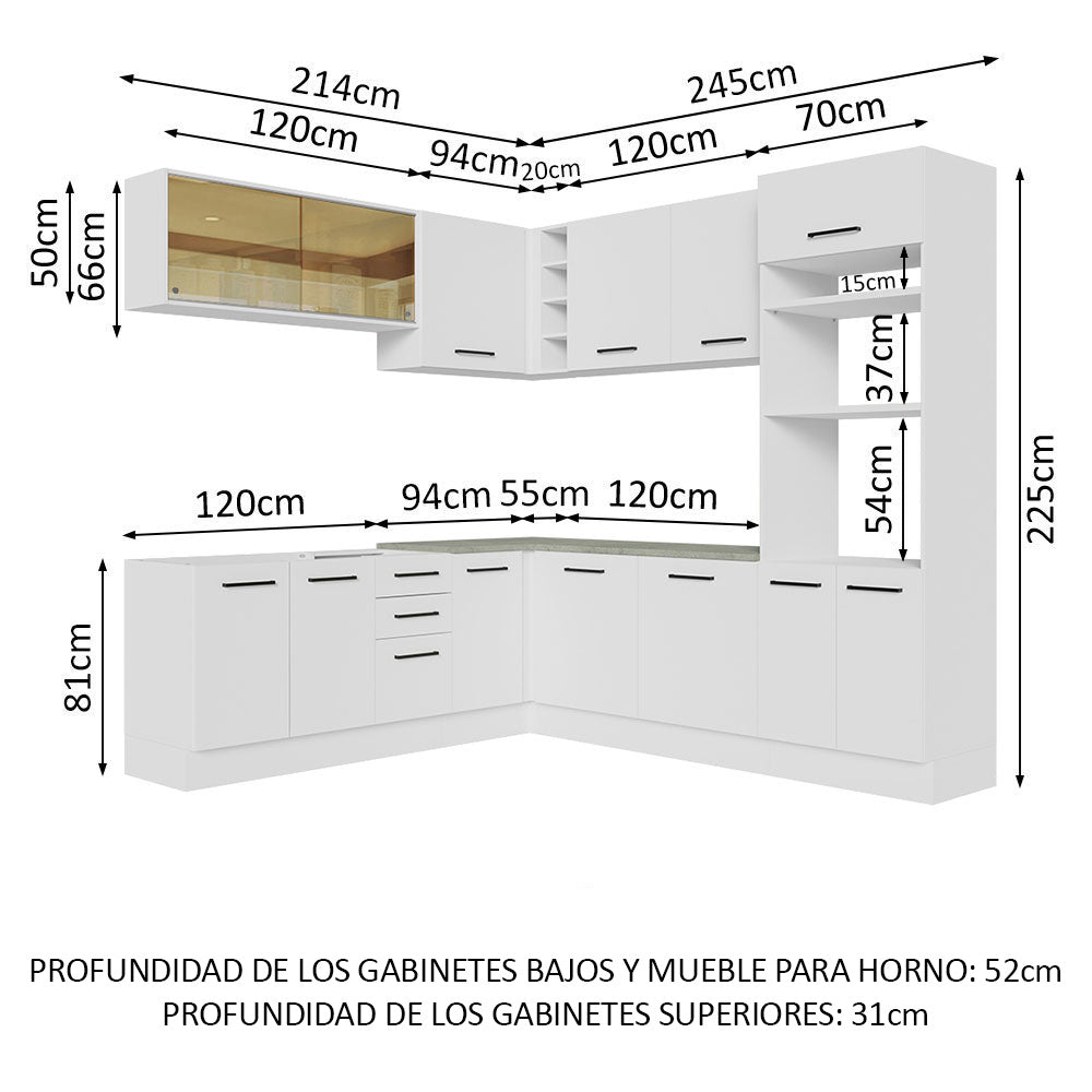 Cocina Integral de Esquina Agata 4.60 m Blanco 01