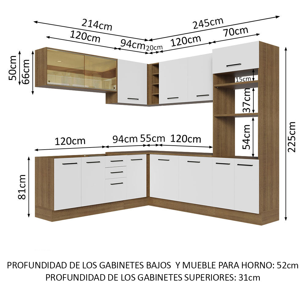 Cocina Integral de Esquina Agata 4.60 m Marrón/Blanco 01
