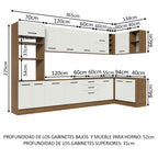 Cocina Integral de Esquina Agata 5.00 m Marrón/Blanco 01