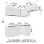 Cocina Integral de Esquina Glamy 3.50 m Blanco 07