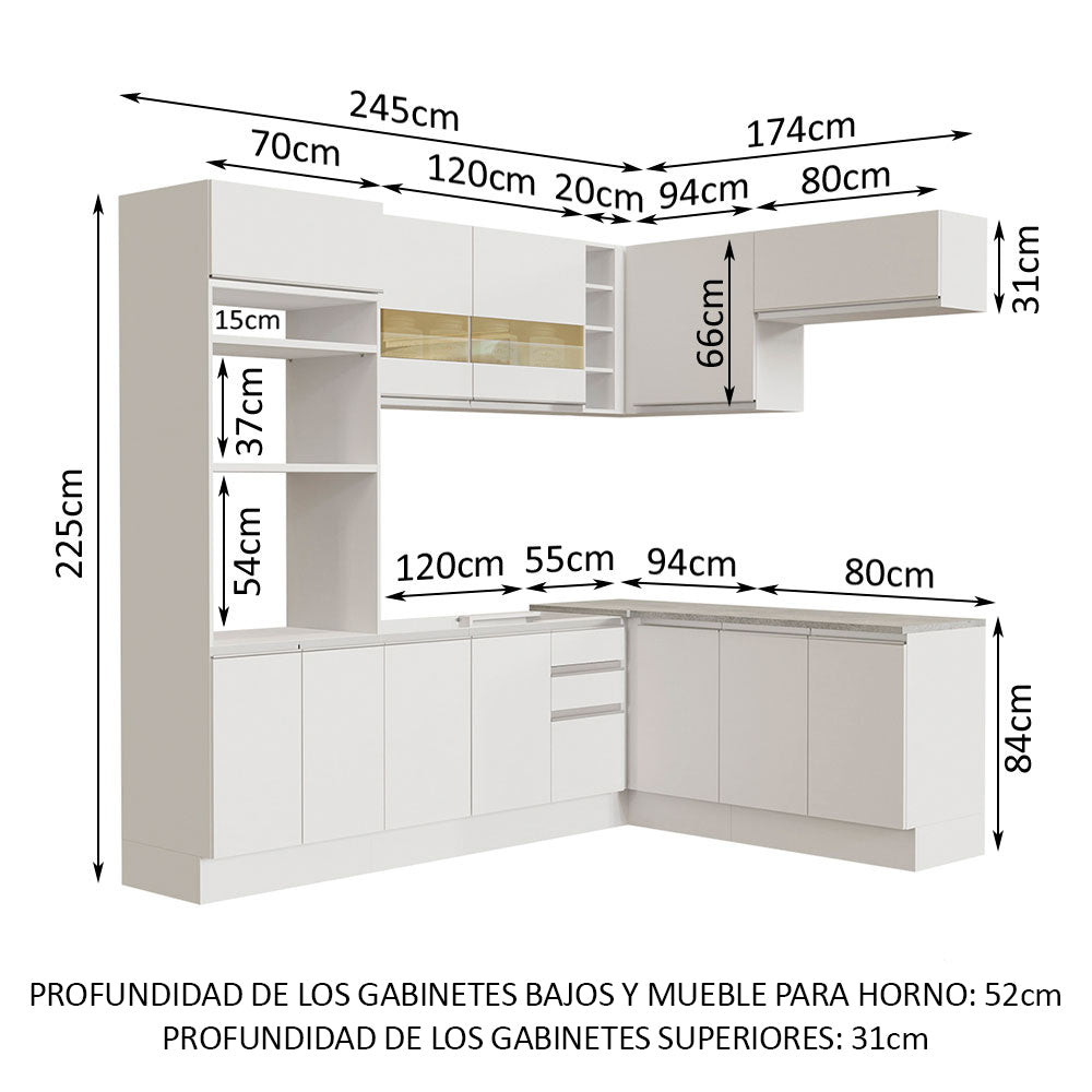 Cocina Integral de Esquina Glamy 4.20 m Blanco 01