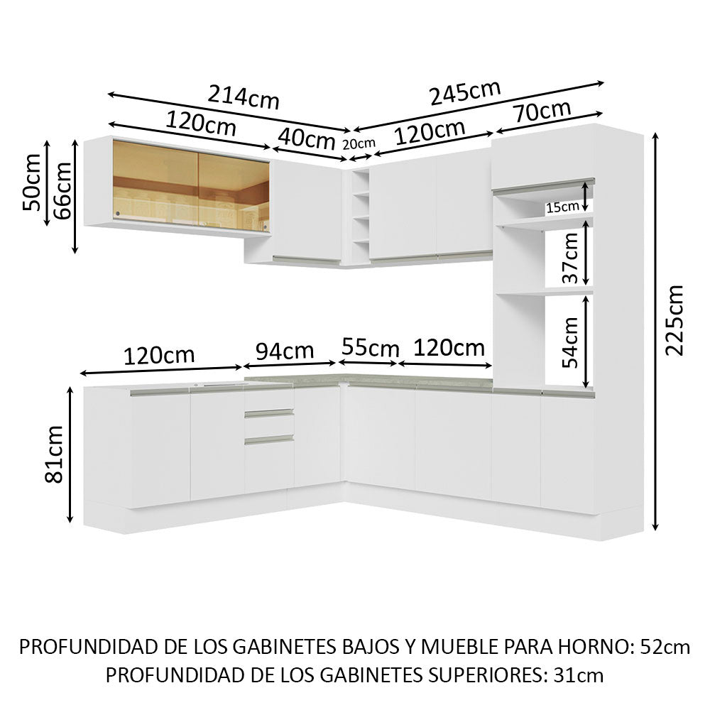 Cocina Integral de Esquina Glamy 4.60 m Blanco 01