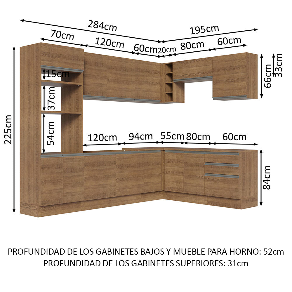 Cocina Integral de Esquina Glamy 4.80 m Marrón 01