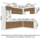 Cocina Integral de Esquina Glamy 4.80 m Blanco/Marrón 01