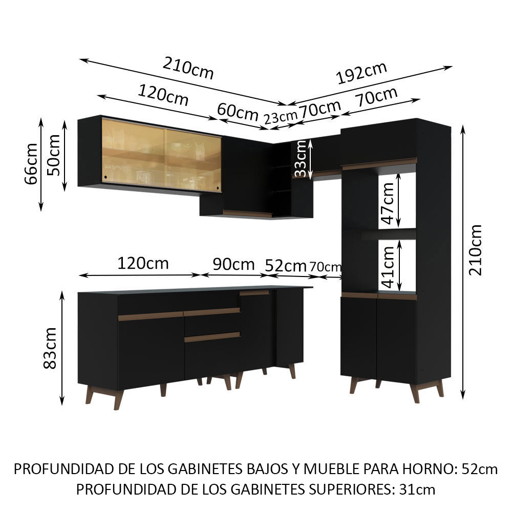 Cocina Integral de Esquina Reims 4.00 m con Encimera Negro 02