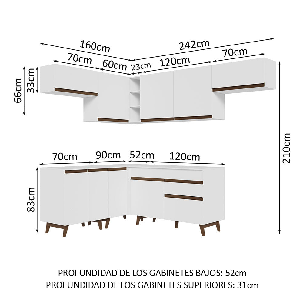 Cocina Integral de Esquina Reims 4.00 m con Encimera Blanco 03