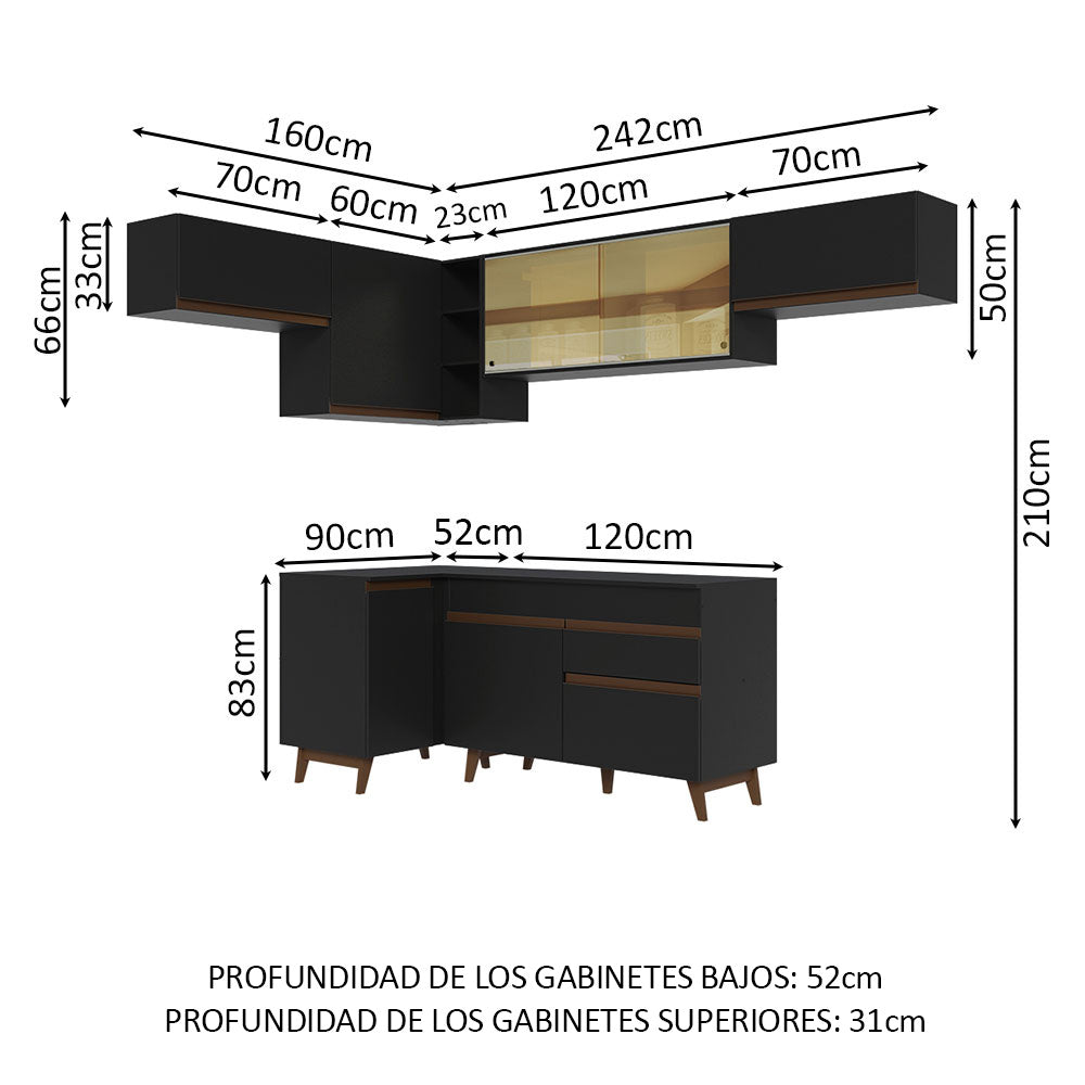 Cocina Integral de Esquina Reims 4.00 m con Encimera Negro 04