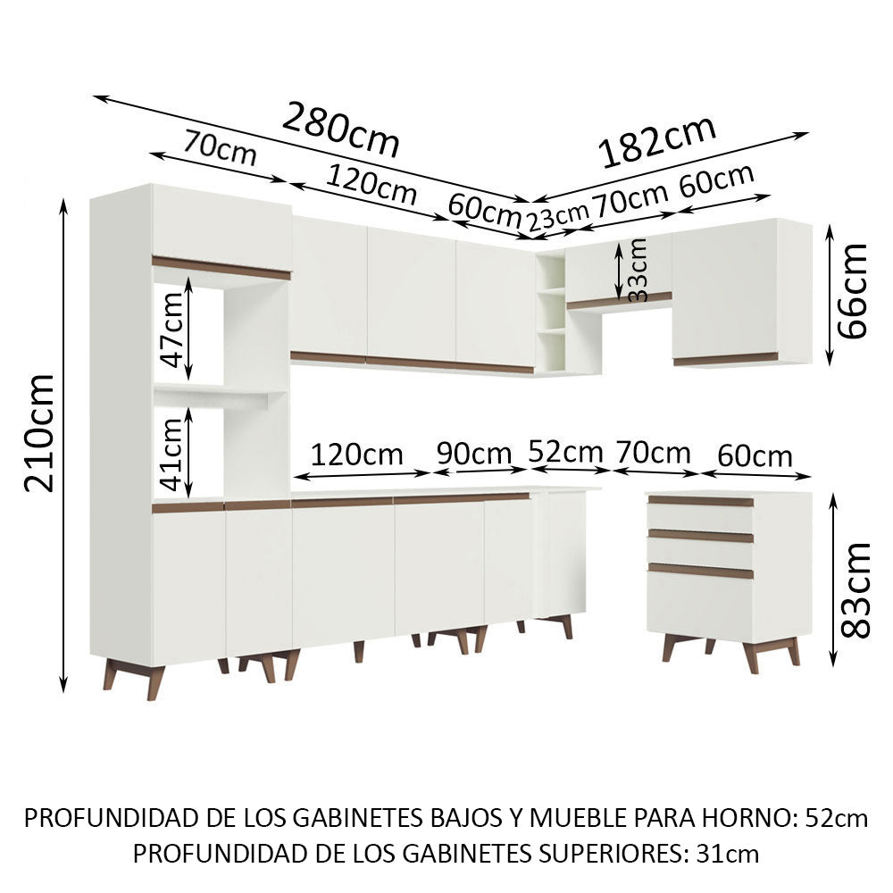 Cocina Integral de Esquina Reims 4.60 m con Encimera Blanco 02