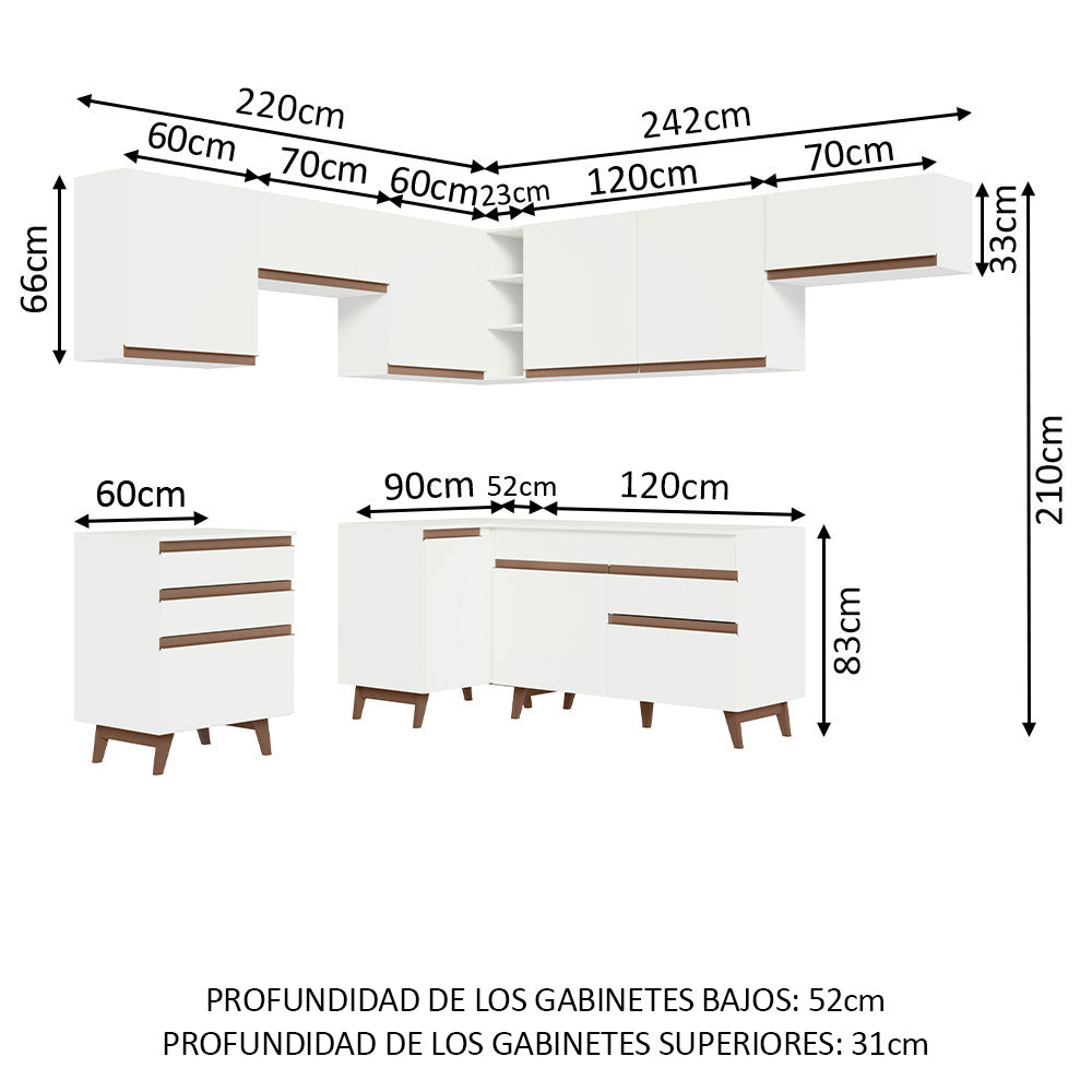 Cocina Integral de Esquina Reims 4.60 m con Encimera Blanco 03