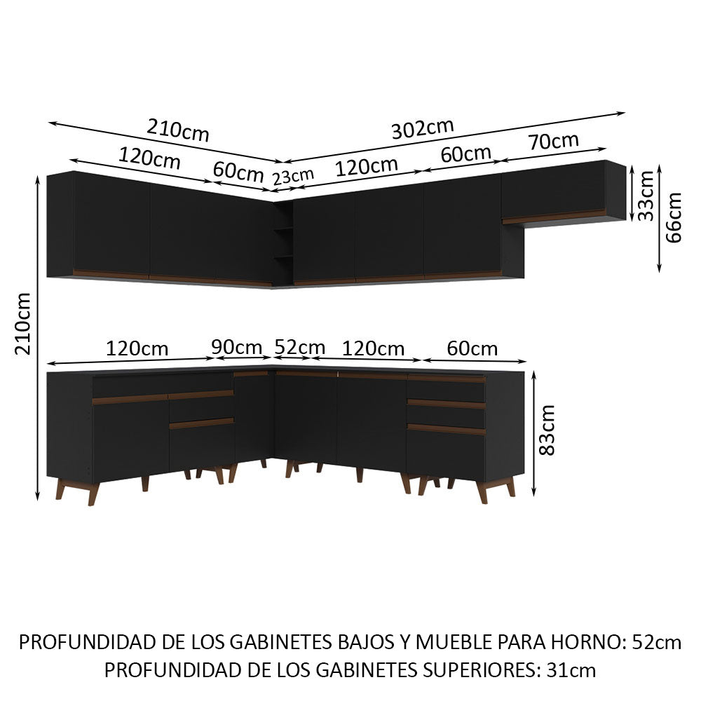 Cocina Integral de Esquina Reims 5.10 m con Encimera Negro 01
