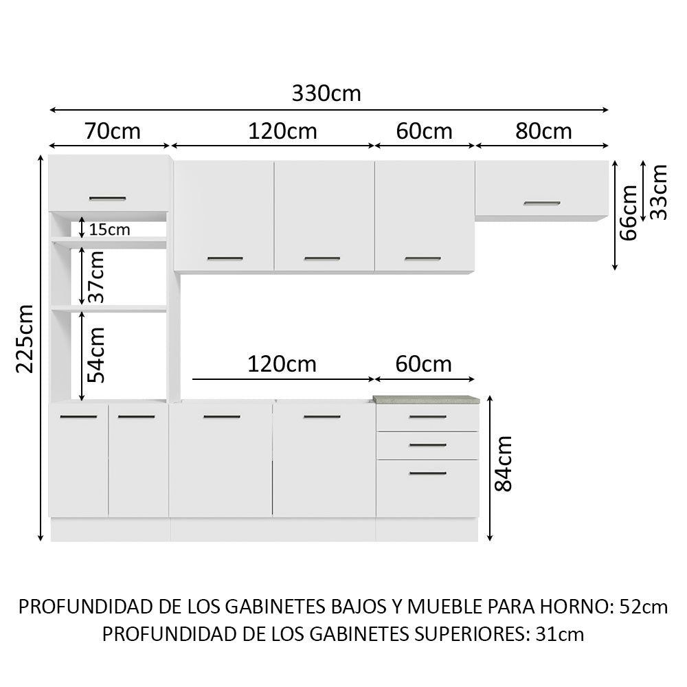 Cocina Integral Agata 3.30 Metros Blanco 01