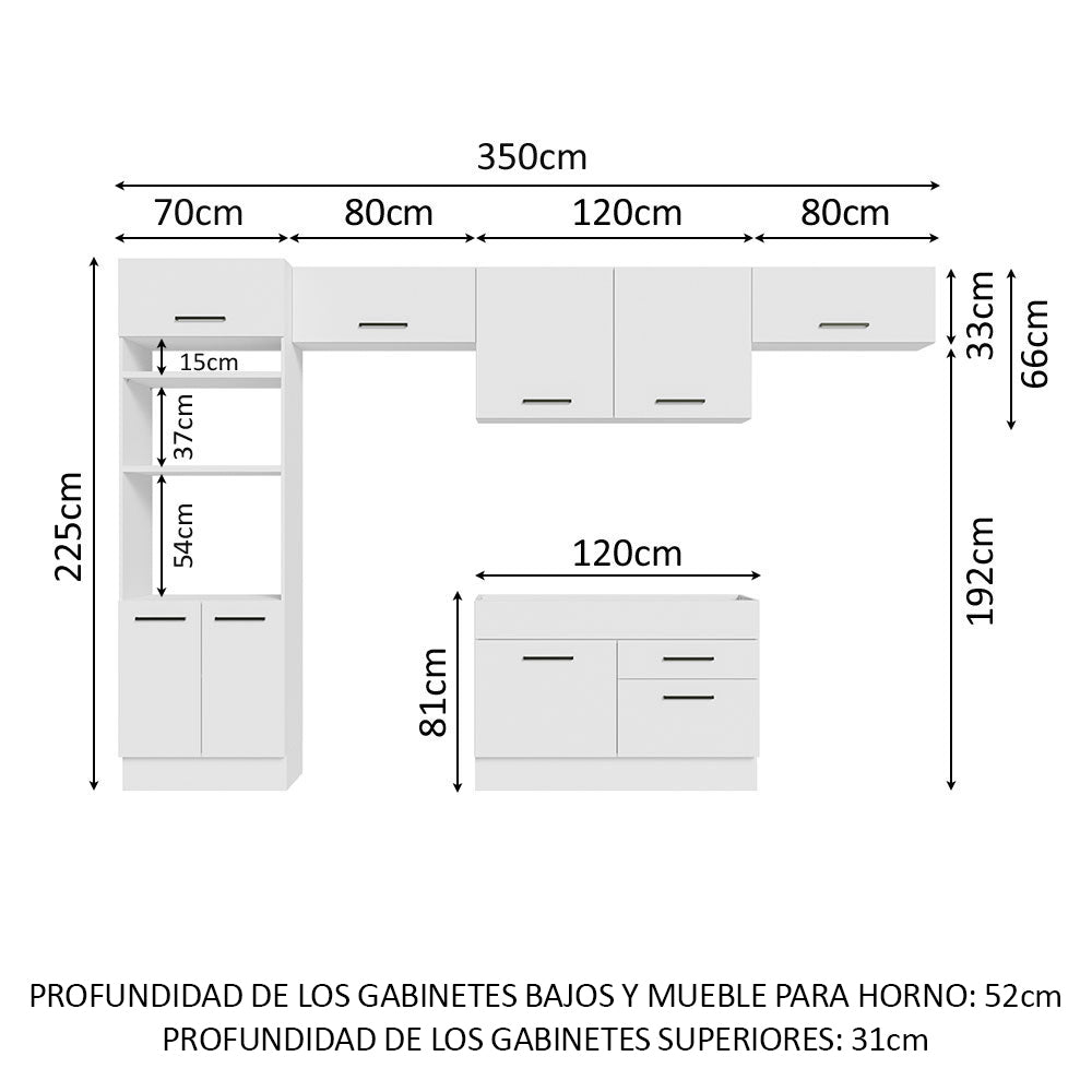 Cocina Integral Agata 3.50 Metros Blanco 01