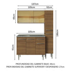 Cocina Integral Emilly 1.40 m con Mesón de Acero Marrón 08