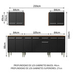 Cocina Integral Emilly King 2.30 Metros Marrón/Negro