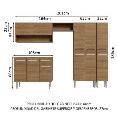 Cocina Integral Emilly 2.60 Metros Marrón 02