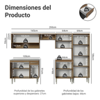 Cocina Integral Emilly 2.90 m con Mesón de Acero Marrón/Negro 09