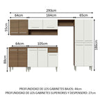 Cocina Integral Emilly 2.90 Metros Marrón/Blanco 10