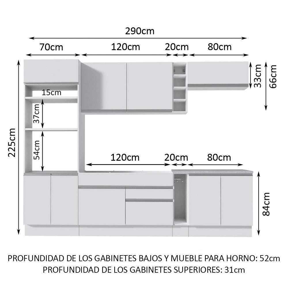 Cocina Integral Vicenza 2.90 m con Encimera Blanco 12