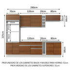 Cocina Integral Vicenza 2.90 m con Encimera Blanco/Marrón 12
