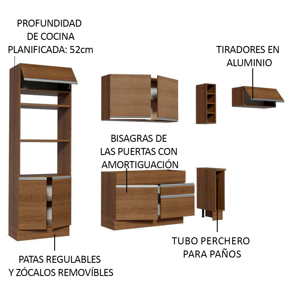 Cocina Integral Safira 2.90 m con Encimera 14 Marrón