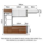 Cocina Integral Safira 2.90 Metros Blanco/Marrón/Blanco 04