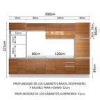 Cocina Integral Roma 3.30 Metros Blanco/Marrón