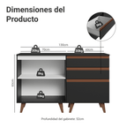 Kit 2 Muebles de Cocina Bajos Reims 1.30 m con Encimera Negro