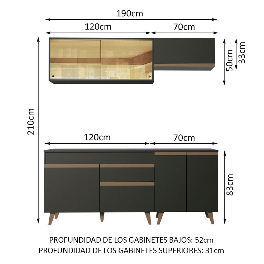 Cocina Integral Reims 1.90 m con Encimera Negro 01