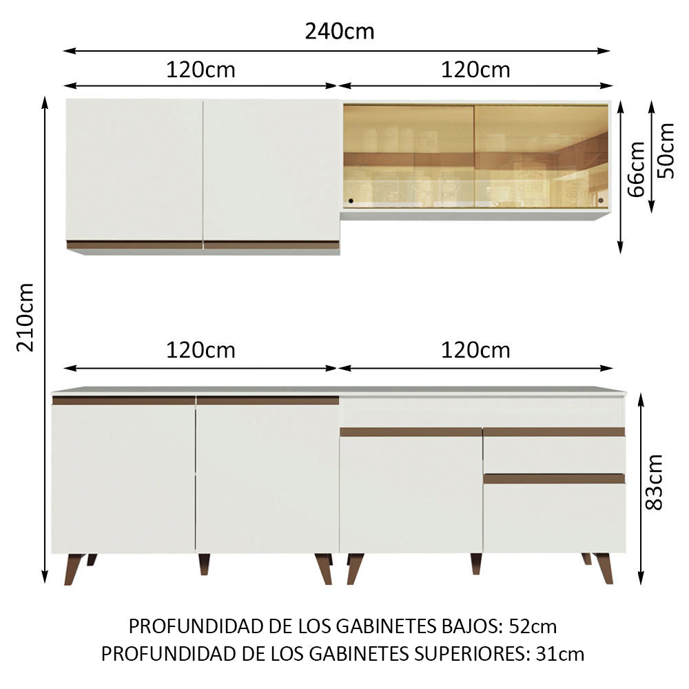 Cocina Integral Reims 2.40 m con Encimera Blanco 01