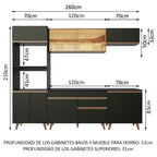 Cocina Integral Reims 2.60 m con Encimera Negro/Marrón 02