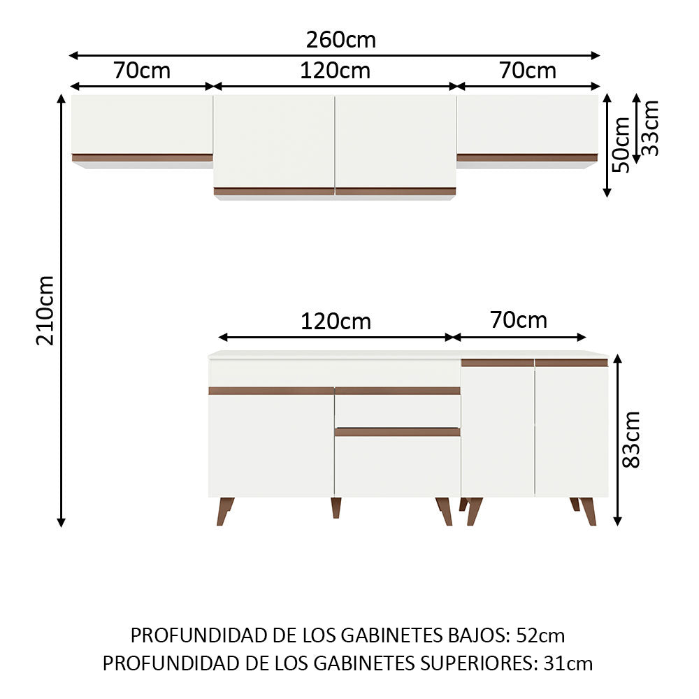 Cocina Integral Reims 2.60 m con Encimera Blanco 10