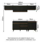 Cocina Integral Reims 2.60 m con Encimera Negro 10